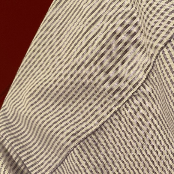 Men’s Saddlebred Wrinkle Free Button Down Shirt White/Purple Pinstripe - Picture 9 of 9